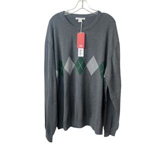 NWT Men’s Cutter & Buck Charcoal Grey Argyle Long Sleeve Cotton Sweater XXXL